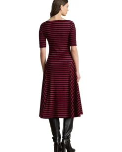 Women Lauren Ralph Lauren Striped Stretch Cotton Midi Dress