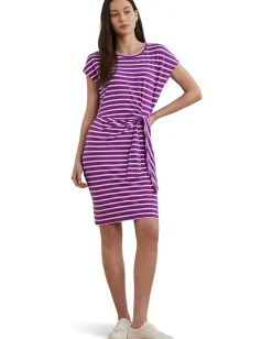 Women Lauren Ralph Lauren Striped Tie-front Jersey Dress