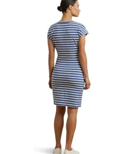 Women Lauren Ralph Lauren Striped Tie-front Jersey Dress