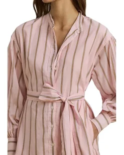 Lauren Ralph Lauren Striped Voile Blouson Sleeve Shirtdress Rose Blush Multi Best