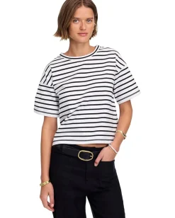 Madewell Structured Boxy Tee Stripe White Sale