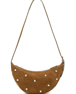 Madewell Stud Essentials Crescent Sling In Suede Dried Acorn