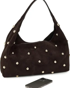 Madewell Suede Slouchy Shoulder Bag-Stud Dark Carob