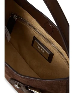 Lauren Ralph Lauren Suede Small Tasha Crossbody Bag Dark Hickory