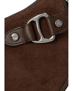 Lauren Ralph Lauren Suede Small Tasha Crossbody Bag Dark Hickory