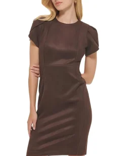 Women Calvin Klein Suede Tulip Sleeve Sheeth