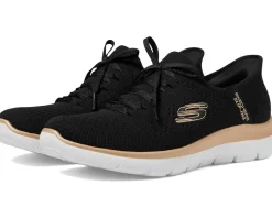 SKECHERS Summits Night Chic Hands Free Slip-Ins Black/ Rose Gold Best