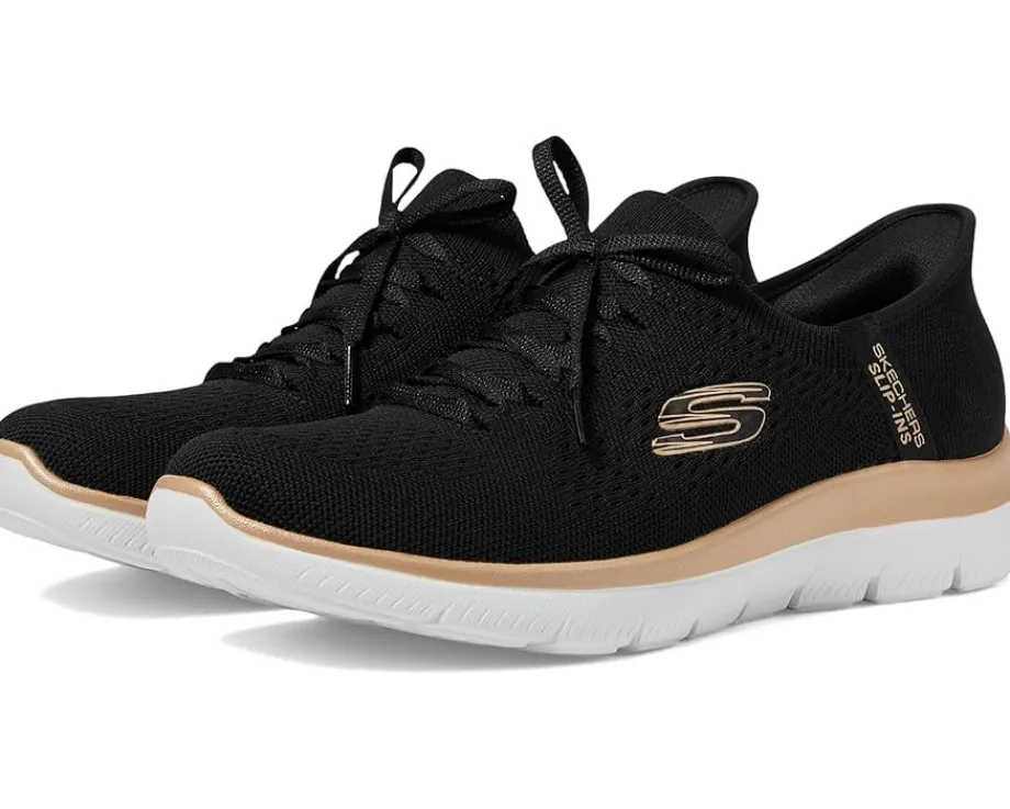 SKECHERS Summits Night Chic Hands Free Slip-Ins Black/ Rose Gold Best