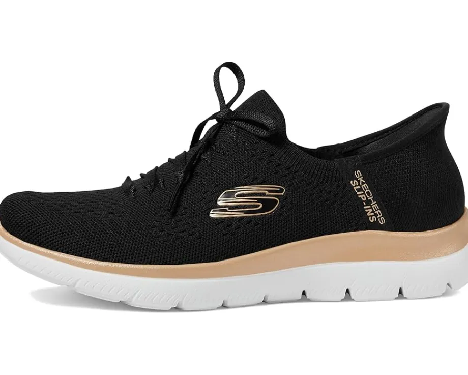 SKECHERS Summits Night Chic Hands Free Slip-Ins Black/ Rose Gold Best