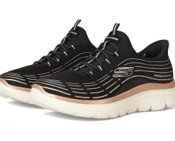 SKECHERS Summits Plus Hands Free Slip-INS Black Rose Gold Clearance