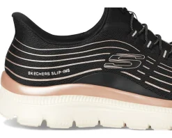 SKECHERS Summits Plus Hands Free Slip-INS Black Rose Gold Clearance