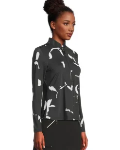 Jamie Sadock Sunsense Andalouse Print Long Sleeve 1/4 Zip Sun Protection Top Black
