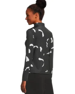 Jamie Sadock Sunsense Andalouse Print Long Sleeve 1/4 Zip Sun Protection Top Black