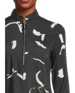 Jamie Sadock Sunsense Andalouse Print Long Sleeve 1/4 Zip Sun Protection Top Black