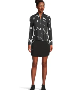Jamie Sadock Sunsense Andalouse Print Long Sleeve 1/4 Zip Sun Protection Top Black