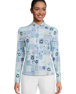 Women Jamie Sadock Sunsense Hearts Print Long Sleeve 1/4 Zip Sun Protection Top