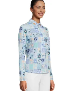Women Jamie Sadock Sunsense Hearts Print Long Sleeve 1/4 Zip Sun Protection Top