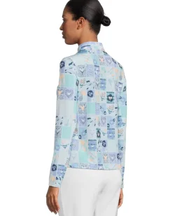 Women Jamie Sadock Sunsense Hearts Print Long Sleeve 1/4 Zip Sun Protection Top
