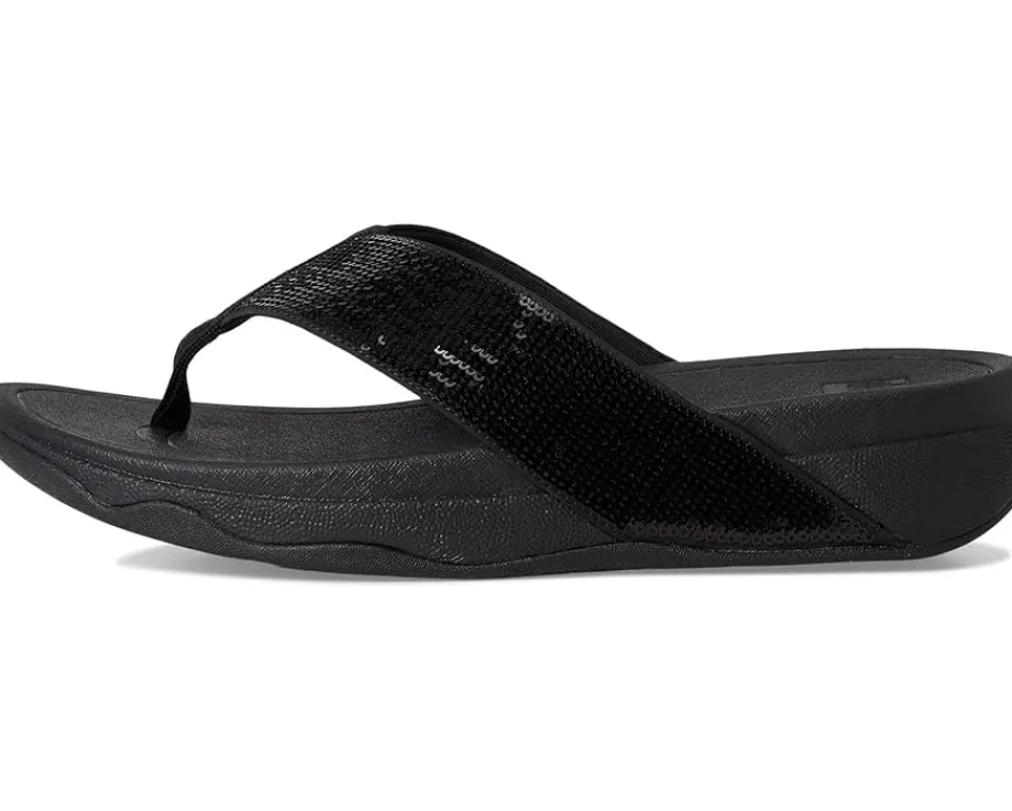 FitFlop Surfa Sequin Toe-post Sandals All Black Online