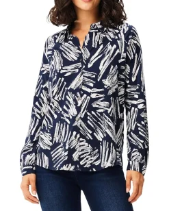 NIC+ZOE Sweet Strokes Shirt Indigo Multi Best