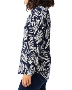 NIC+ZOE Sweet Strokes Shirt Indigo Multi Best