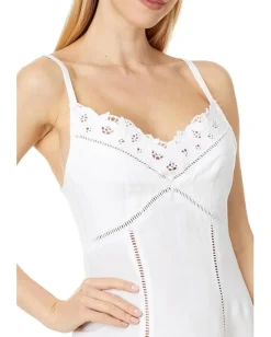 Madewell Sweetheart Midi Dress in Linen-Cotton Blend Eyelet White Discount