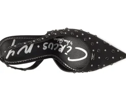 Circus NY by Sam Edelman Tallie Slingback Shoes Black Satin Hot