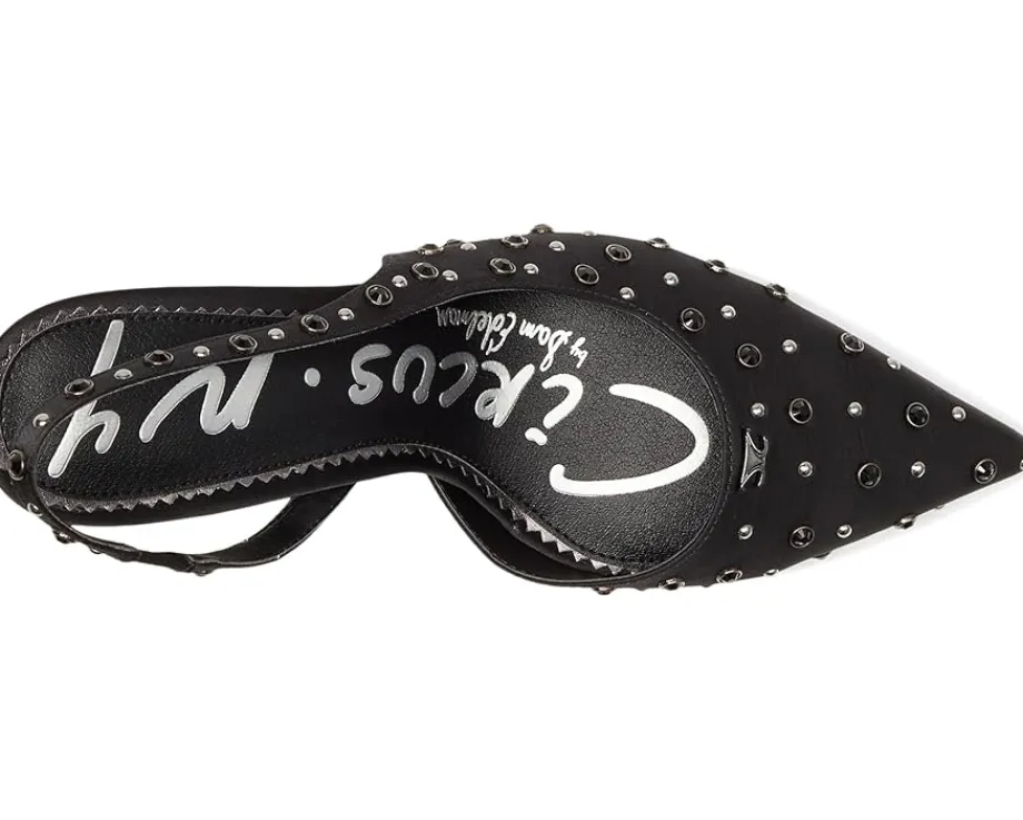 Circus NY by Sam Edelman Tallie Slingback Shoes Black Satin Hot