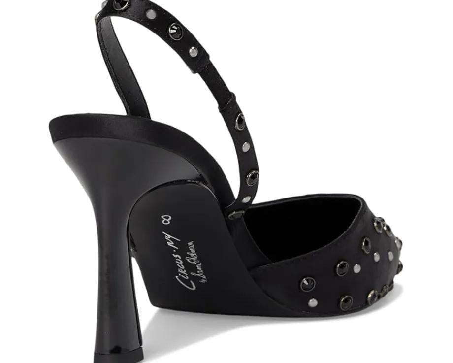 Circus NY by Sam Edelman Tallie Slingback Shoes Black Satin Hot