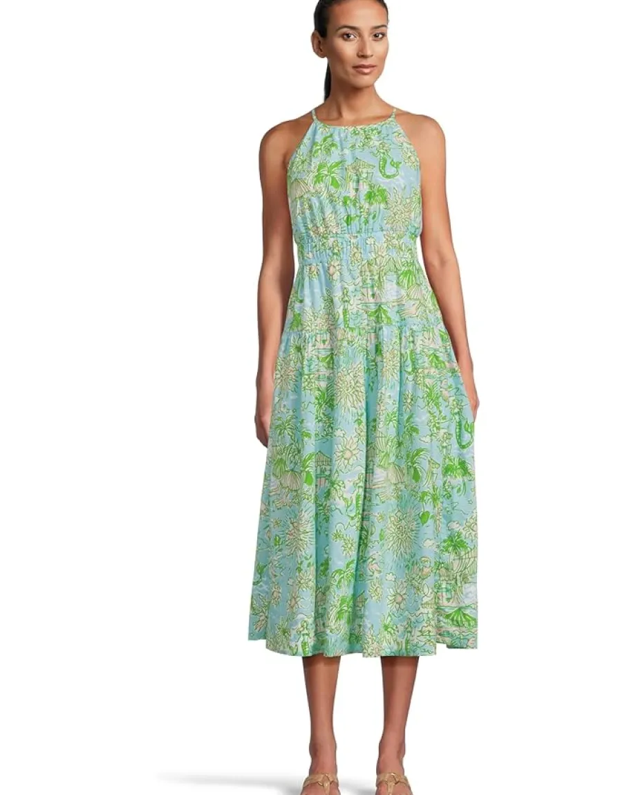 Lilly Pulitzer Talullah Maxi Dress Fresh Water Blue Sunbathers Bliss Clearance