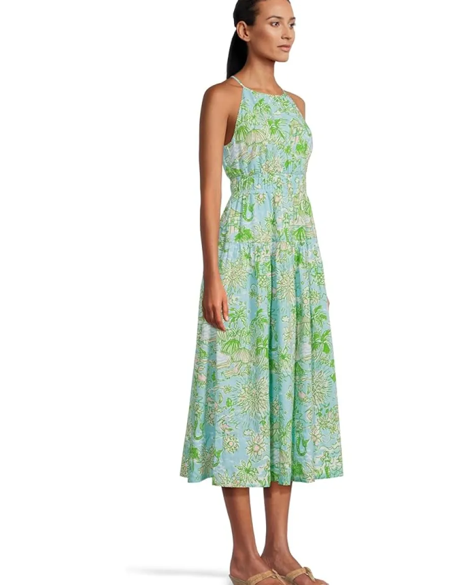 Lilly Pulitzer Talullah Maxi Dress Fresh Water Blue Sunbathers Bliss Clearance