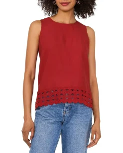 Vince Camuto Tanks Blouse with Lace Hem Chilli Discount