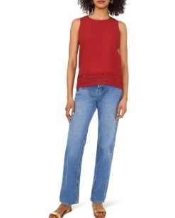 Vince Camuto Tanks Blouse with Lace Hem Chilli Discount