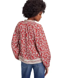 Madewell Tara Top - Printed Cotton Viscose Voile Ground Madder New