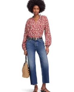 Madewell Tara Top - Printed Cotton Viscose Voile Ground Madder New