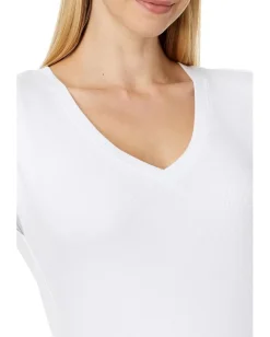 Michael Stars Tati V-Neck Power Shoulder Top White New
