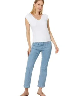 Michael Stars Tati V-Neck Power Shoulder Top White New