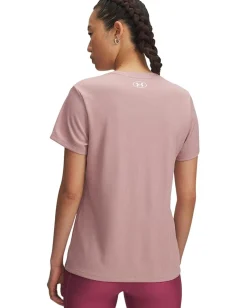 Under Armour Tech Ribbed Short Sleeve Crew Neck Tourmaline Pink/White New