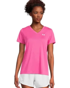 Women Under Armour Tech Short Sleeve V-Neck Solid