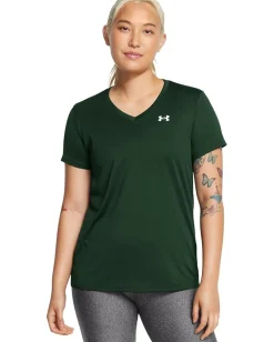 Women Under Armour Tech Short Sleeve V-Neck Solid