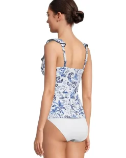 Tommy Bahama Terrazzo Tile Ruffle Tankini Mountain Bluebell Sale
