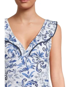 Tommy Bahama Terrazzo Tile Ruffle Tankini Mountain Bluebell Sale