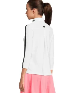 Women Jamie Sadock Textured Ottoman 3/4 Sleeve 1/4 Zip Top