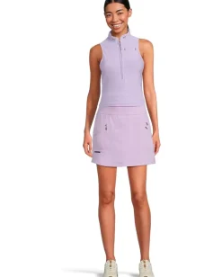 Jamie Sadock Textured Ottoman Solid Sleeveless Polo Lilac Purple New