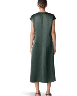Women Eileen Fisher Textured Satin V-neck Dress