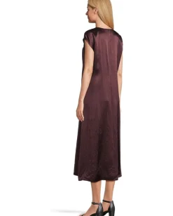 Women Eileen Fisher Textured Satin V-neck Dress