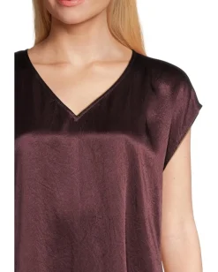 Women Eileen Fisher Textured Satin V-neck Dress
