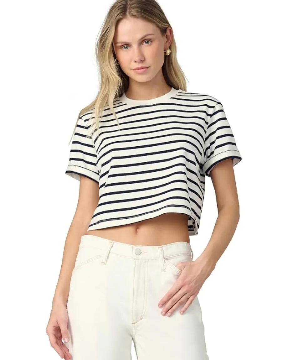 Joe's Jeans The Boxy Tee Milk/Navy Stripe Discount