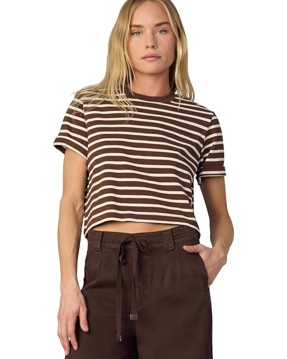 Joe's Jeans The Boxy Tee Brown/Sand Stripe Discount