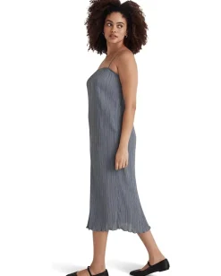 Madewell The Goldie Dress in Plissé Teapot Blue Hot